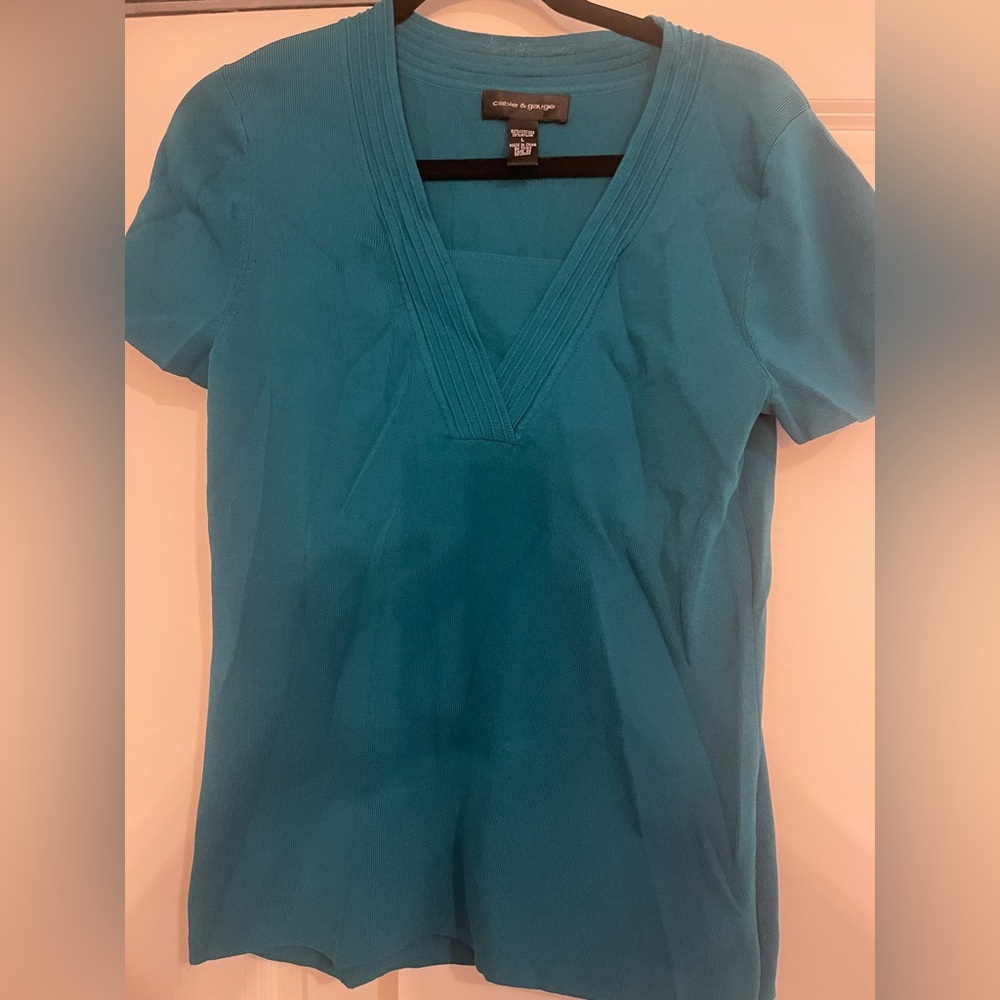 Teal V-Neck Women's Top